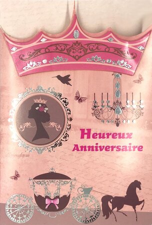 Carte Heureux Anniversaire Princesse Couronne en Relief avec Enveloppe  12x17 5cm - La Poste