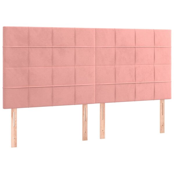 vidaXL Têtes de lit 4 Pièces Rose 100x5x78/88 cm Velours