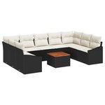 vidaXL Ensemble de canapés de jardin 10 pièces avec coussins noirs en poly rattan et acacia