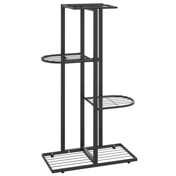 vidaXL Support pour plantes 4 niveaux 43x22x76 cm Noir Métal