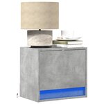 vidaXL Tables de chevet murales avec lumières LED 2 Pièces gris béton