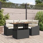 vidaXL Ensemble de canapés de jardin 5 pièces noir en poly rattan avec coussins