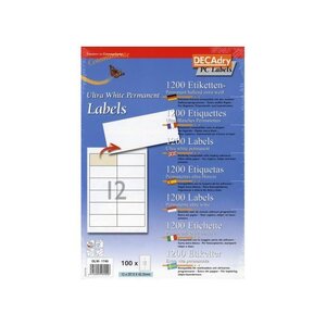 Boite 1200 étiquettes blanches multi-usage 97 x 42 3 mm Decadry By Apli