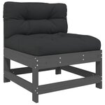 vidaXL Salon de jardin 6 Pièces avec coussins gris bois massif