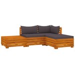 vidaXL Salon de jardin 4 Pièces avec coussins Bois d'acacia solide