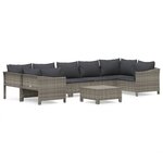 vidaXL Salon de jardin 8 Pièces avec coussins Gris Résine tressée