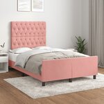 vidaXL Cadre de lit avec tête de lit rose 120x190 cm velours