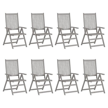 vidaXL Chaises inclinables de jardin lot de 8 Gris Bois solide acacia