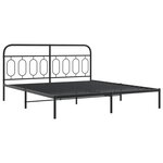 vidaXL Cadre de lit métal avec tête de lit noir 193x203 cm
