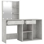 vidaXL Coiffeuse à LED avec armoire Gris béton Bois d'ingénierie