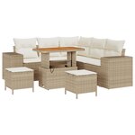 Ensemble de 8 pièces de canapé de jardin avec coussins beige en rattan
