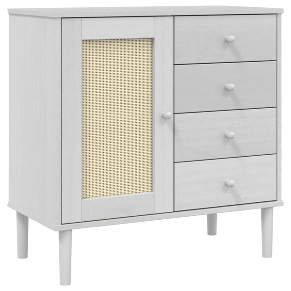 vidaXL Buffet SENJA aspect rotin blanc 80x40x80 cm bois massif de pin