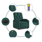 vidaXL Fauteuil inclinable de massage électrique Vert foncé Tissu