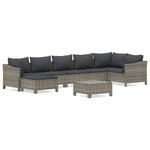 vidaXL Salon de jardin 8 Pièces avec coussins Gris Résine tressée