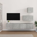 vidaXL Ensemble de meubles TV 4 Pièces Gris béton Bois d'ingénierie