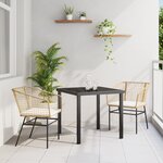 vidaXL Ensemble de salle à manger de jardin 3 pièces avec coussins marron en rattan synthétique