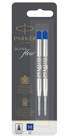 PARKER recharge bille Quinkflow  pointe moyenne  bleue  blister X 2