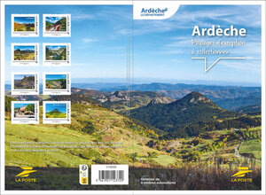 Collector 8 timbres - Ardèche - Paysages d'exception à collectionner - Lettre Verte