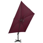 vidaXL Parasol déporté avec double toit 300x300 cm rouge bordeaux