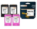 Qualitoner - 4 cartouche compatible pour hp 300xl (x2) + 300clxl (x2) 300 xl (x2) + 300cl xl (x2) noir + couleur ()