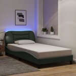 vidaXL Cadre de lit avec lumières LED gris foncé 100x200 cm tissu