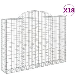 vidaXL Paniers à gabions arqués 18 Pièces 200x30x140/160 cm Fer galvanisé
