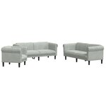 vidaXL Ensemble de canapés 3 Pièces gris clair velours