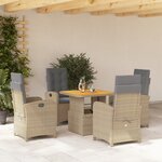 vidaXL Ensemble à manger de jardin avec coussins 5Pièces Beige poly rotin