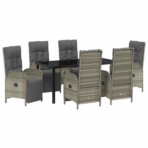 vidaXL Ensemble de salle à manger pour jardin 7 Pièces Gris polyrotin