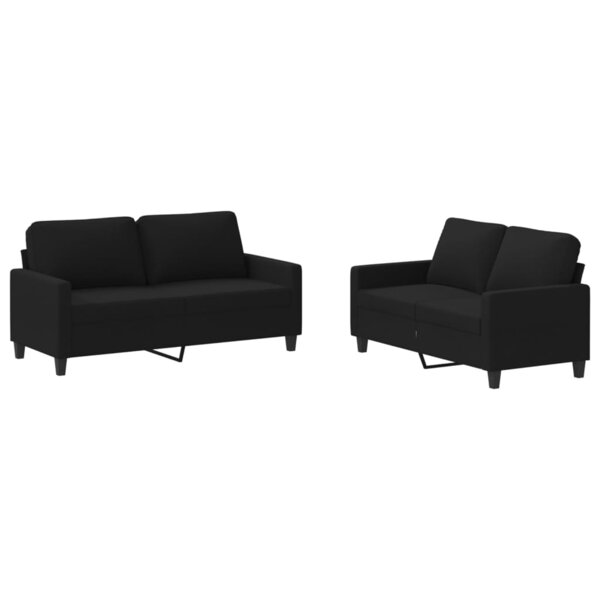 vidaXL Ensemble de canapés 2 Pièces avec coussins Noir Tissu