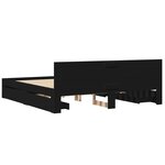 vidaXL Cadre de lit avec tête de lit noir 180x200 cm bois d'ingénierie