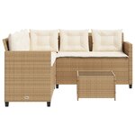 vidaXL Canapé de jardin avec table et coussins en forme de L beige