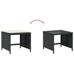 vidaXL Tabourets de jardin et coussins lot de 4 noir 40x40x35 cm rotin