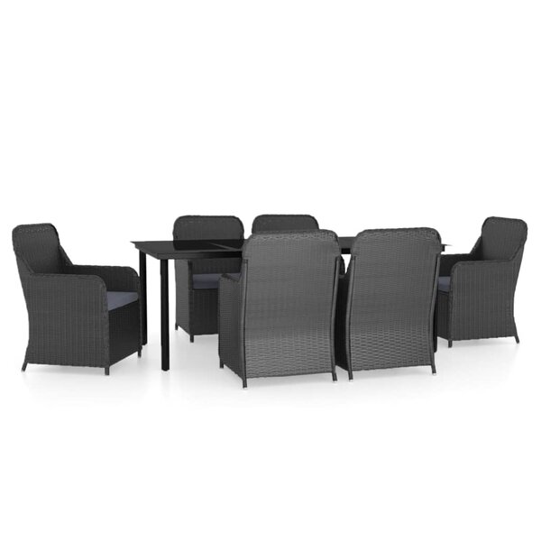 vidaXL Ensemble à manger de jardin avec coussins 7 Pièces Noir