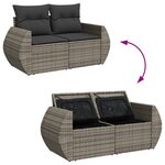 Ensemble de canapé de jardin 9 pièces avec coussins gris