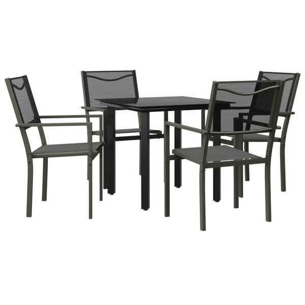 vidaXL Ensemble à manger de jardin 5 Pièces noir textilène et acier