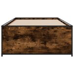vidaXL Cadre de lit chêne fumé 75x190 cm bois d'ingénierie et métal