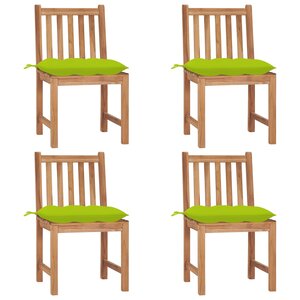 vidaXL Chaises de jardin lot de 4 avec coussins Bois de teck massif