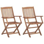 vidaXL Chaises pliables de jardin 2 Pièces avec coussins Bois d'acacia