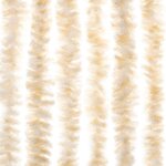 vidaXL Rideau anti-mouches beige et blanc 56x200 cm chenille