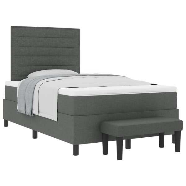 vidaXL Lit Box Spring avec matelas & banc gris foncé 120x190 cm tissu