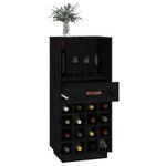 vidaXL Armoire à vin Noir 45x34x100 cm Bois de pin massif