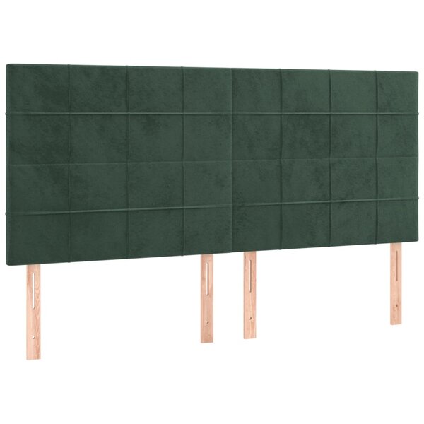 vidaXL Têtes de lit 4 Pièces Vert foncé 80x5x78/88 cm Velours
