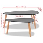vidaXL Ensemble de tables basses 2 Pièces Bois de pin massif Noir