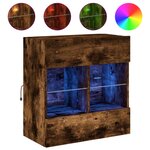 vidaXL Meuble TV mural avec lumières LED chêne fumé 58 5x30x60 5 cm