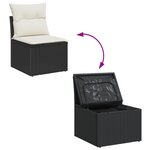 Canapé de Jardin 9 Pièces avec Coussins Noir Rotin