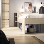 Lit adulte 160 x 200 cm - 3 tiroirs + Tête de lit avec rangement - Décor chêne et anthracite