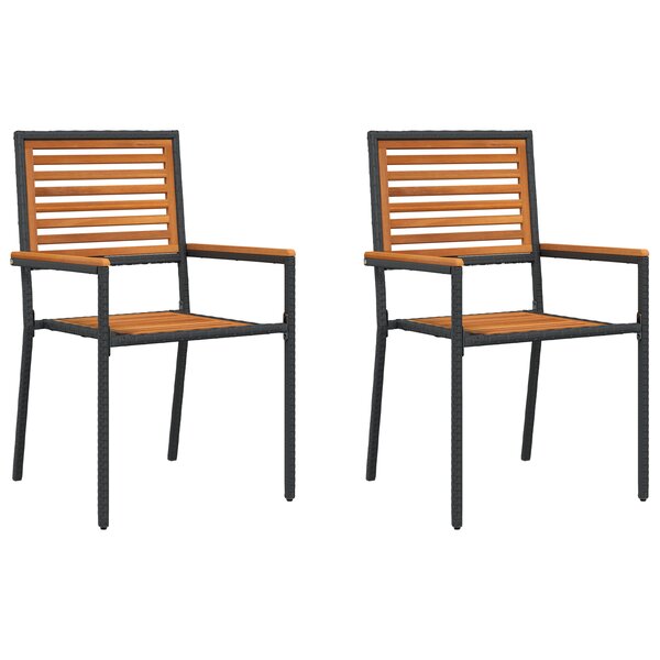Chaises de jardin empilables vidaXL avec coussins  2 pièces  noires en poly rotin