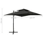 vidaXL Parasol déporté à double toit 250x250 cm Anthracite