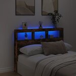 vidaXL Armoire tête de lit avec LED chêne fumé 140x17x102 cm